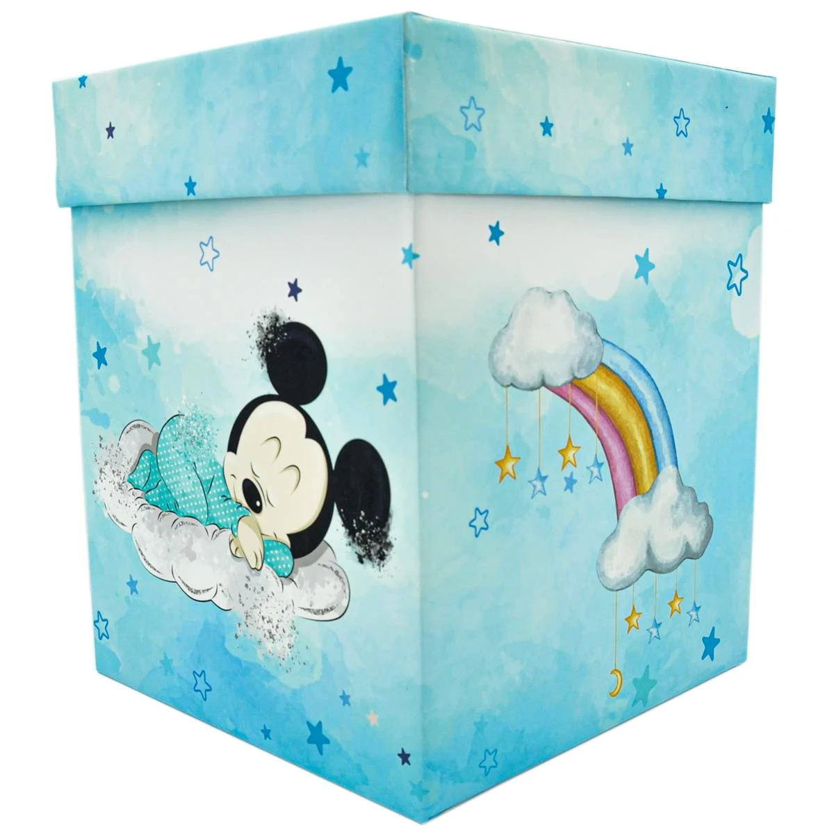 Cutie dar (bani) botez, nepersonalizata, design bleo cu Mickey mouse, dim. 21x21x26 cm - imagine 4