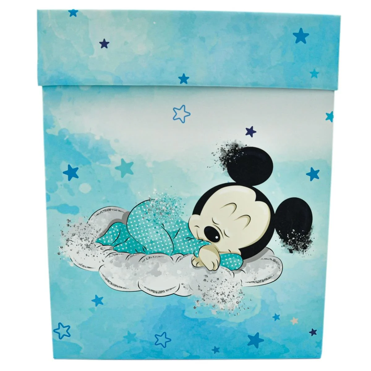 Cutie dar (bani) botez, nepersonalizata, design bleo cu Mickey mouse, dim. 21x21x26 cm - imagine 5