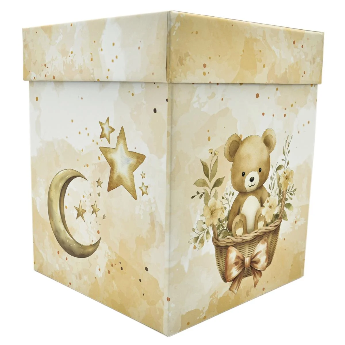 Cutie dar (bani) botez, nepersonalizata, design ursulet crem, dim. 21x21x26 cm - imagine 5