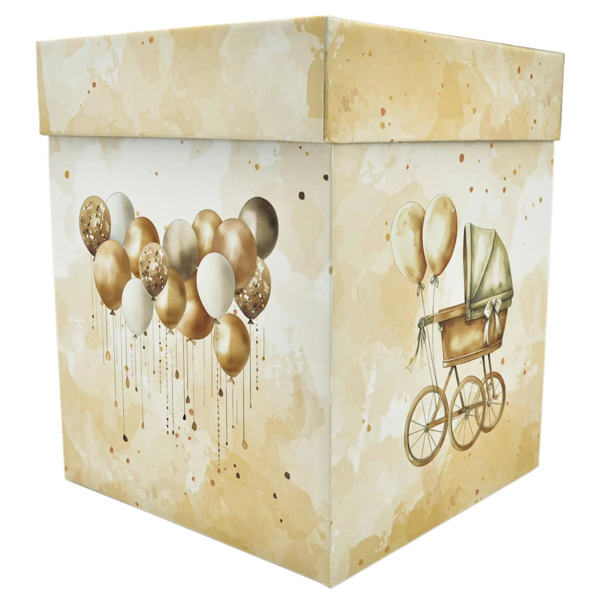 Cutie dar (bani) botez, nepersonalizata, design ursulet crem, dim. 21x21x26 cm - imagine 7