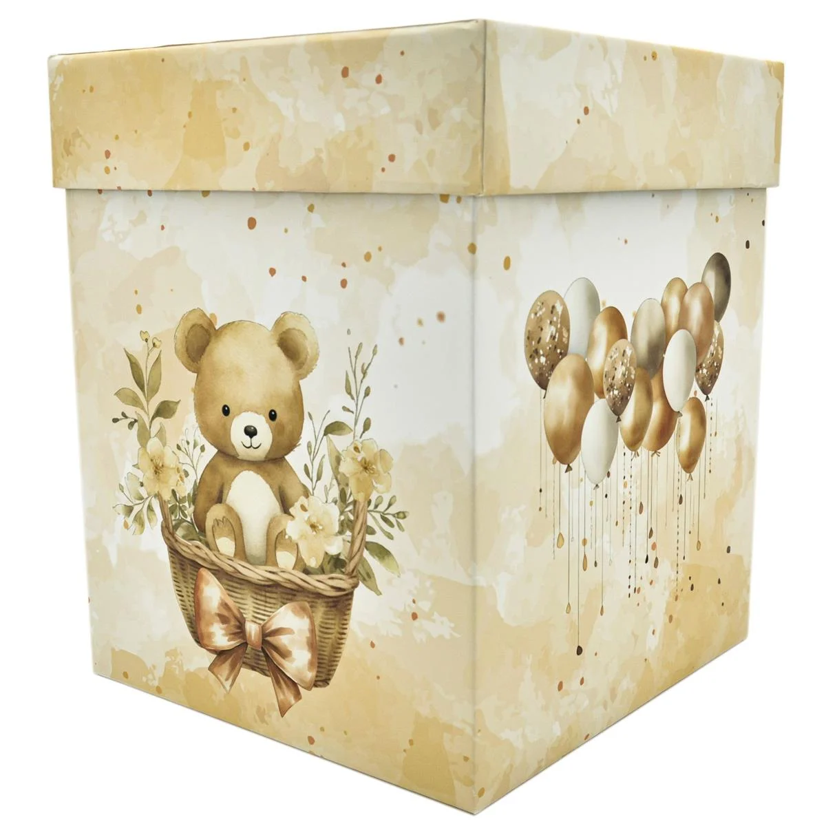 Cutie dar (bani) botez, nepersonalizata, design ursulet crem, dim. 21x21x26 cm - imagine 8