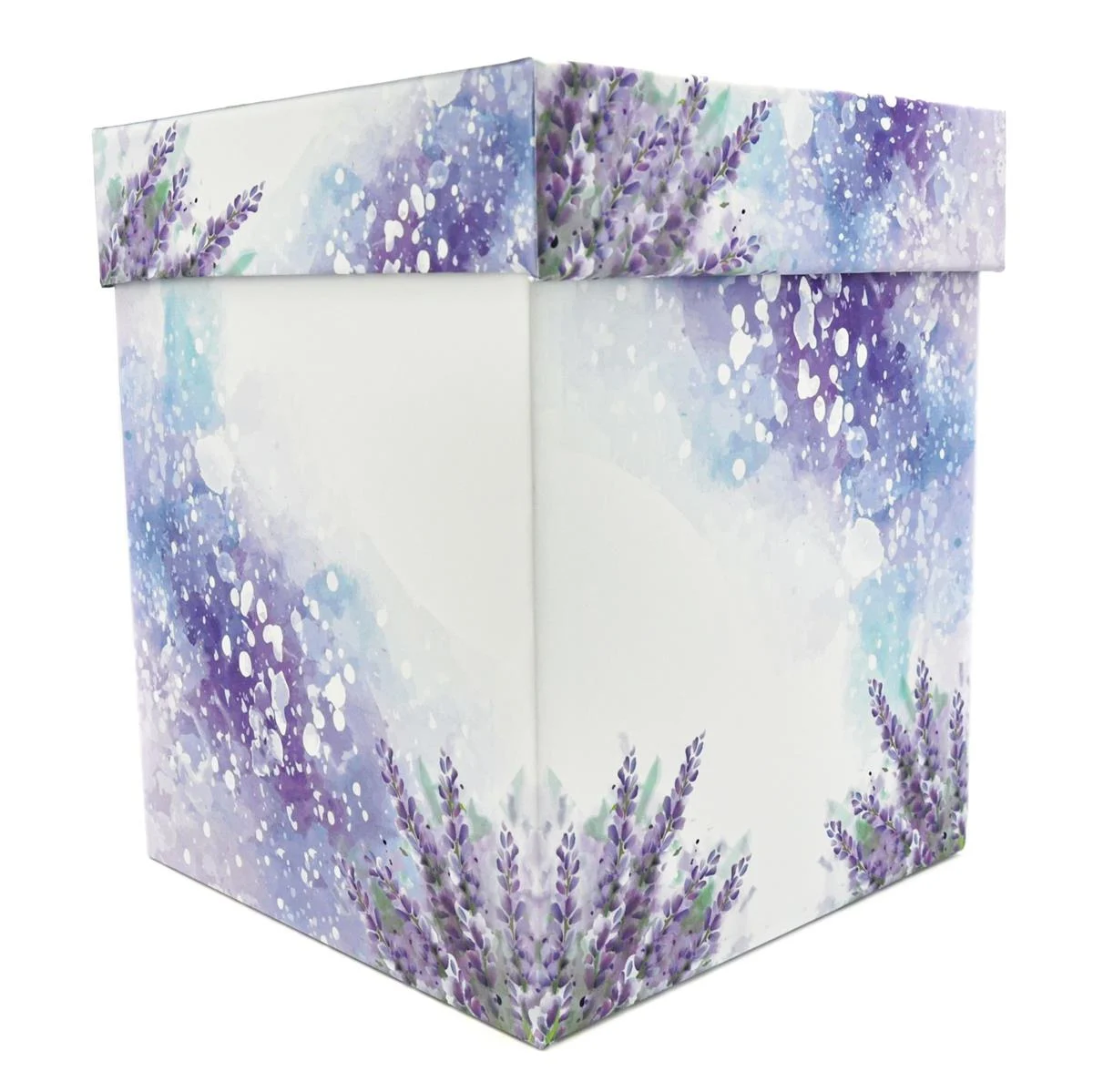 Cutie dar (bani) nunta, nepersonalizata, design lavanda mov si miri, dim. 21x21x26 cm - imagine 4
