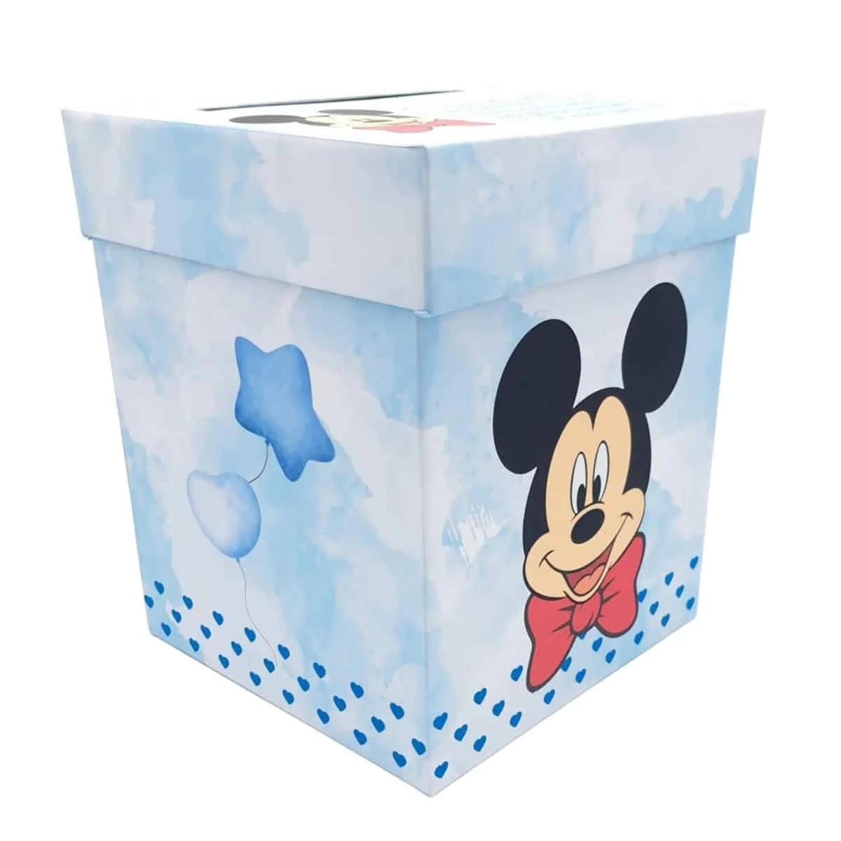Cutie dar (bani) botez, nepersonalizata, tematica Mickey mousse, bleu, dim. 21x21x26 cm - imagine 4