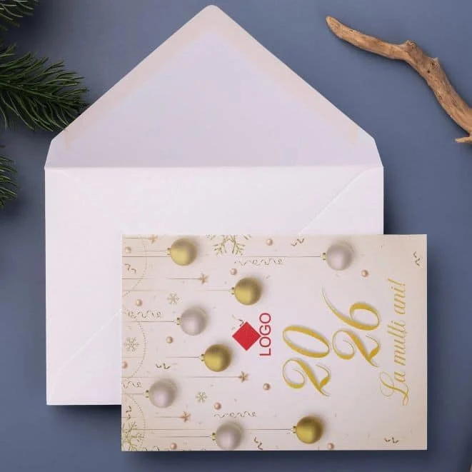 Set 4 Felicitări tip card pentru Sărbătorile de iarnă, Personalizate cu Logo, în plic alb - imagine 4