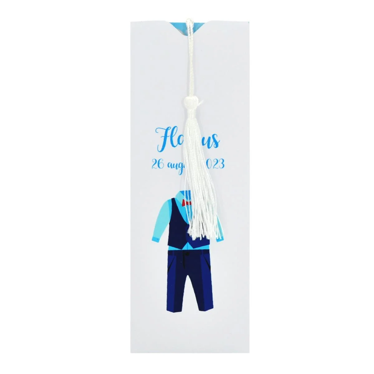 Invitație botez Semn de carte, pentru băietel, plic cu costum - imagine 4