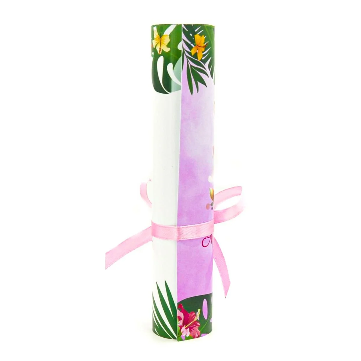 Invitatie rulata botez fetita, tip papirus, Jungla – tigrisor roz - imagine 3