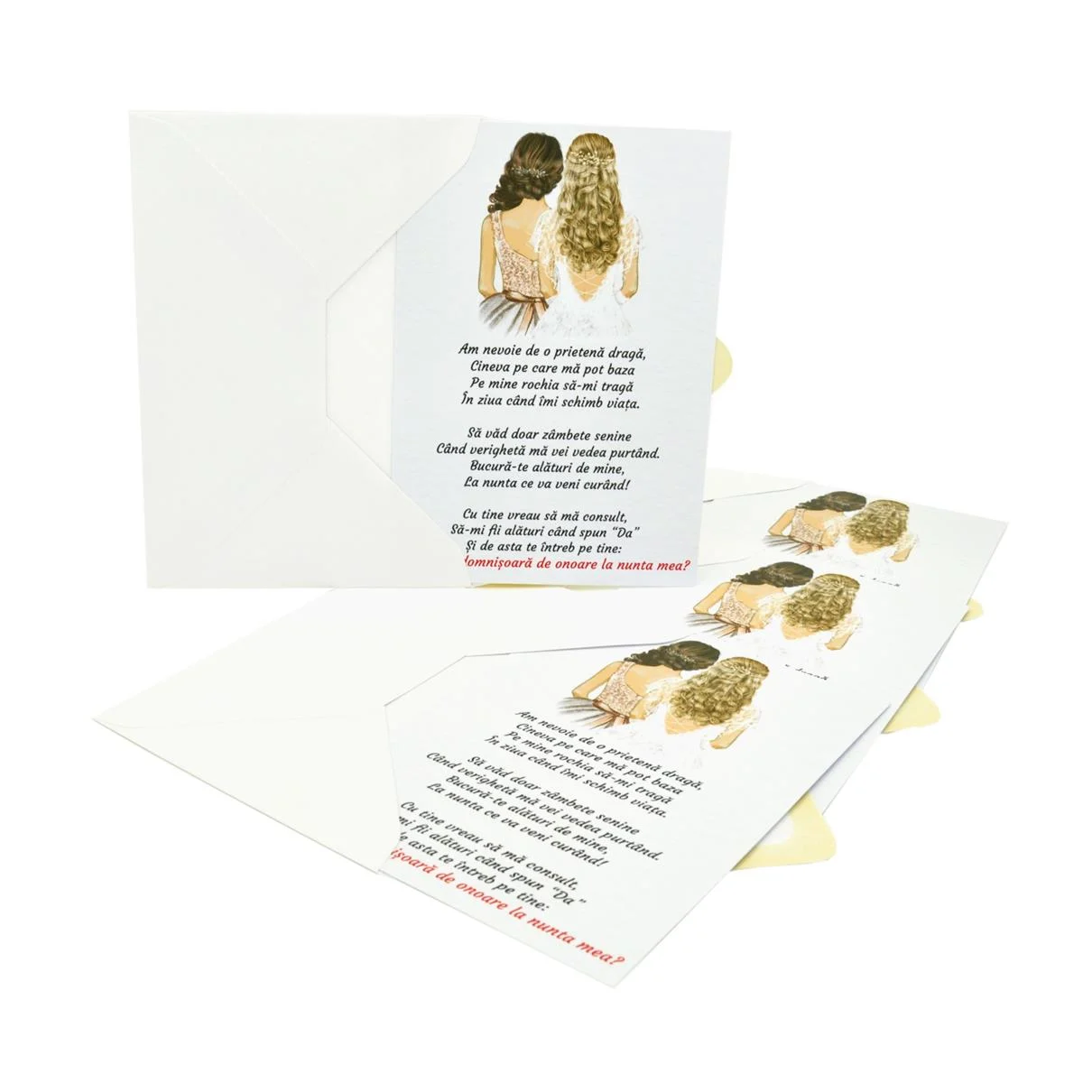 Invitatie domnisoare de onoare tip Card, cu plic alb - imagine 4