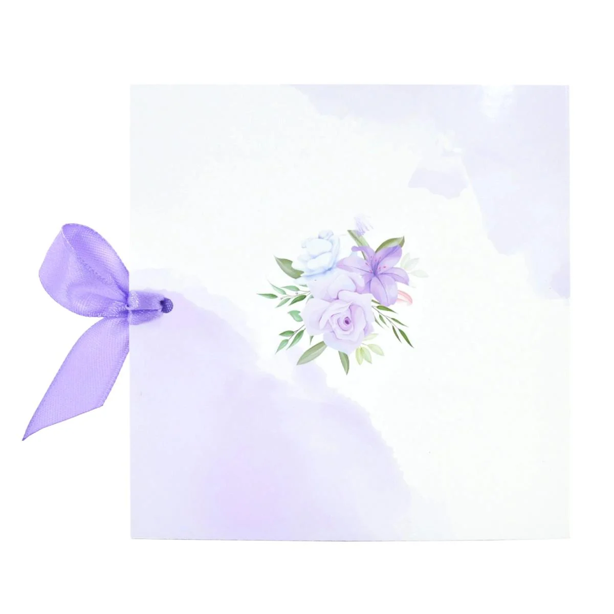 Invitatie nunta model Card, cu fundita si design floral mov-lila, model cu miri – MIS207025 - imagine 4