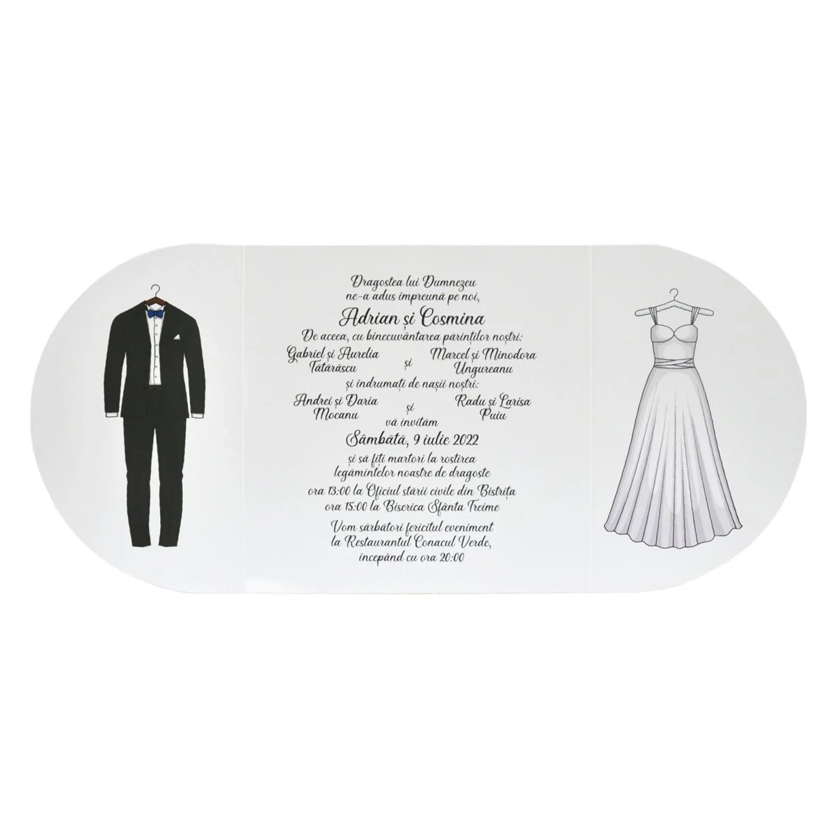 Invitatie nunta model Damasc, albastru - imagine 4