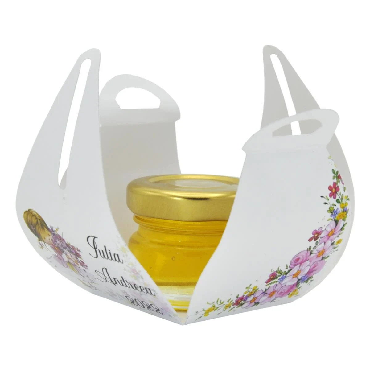 Marturii dulci cu miere, model handmade „Cutiuta dulce” – borcan 30 gr - imagine 4