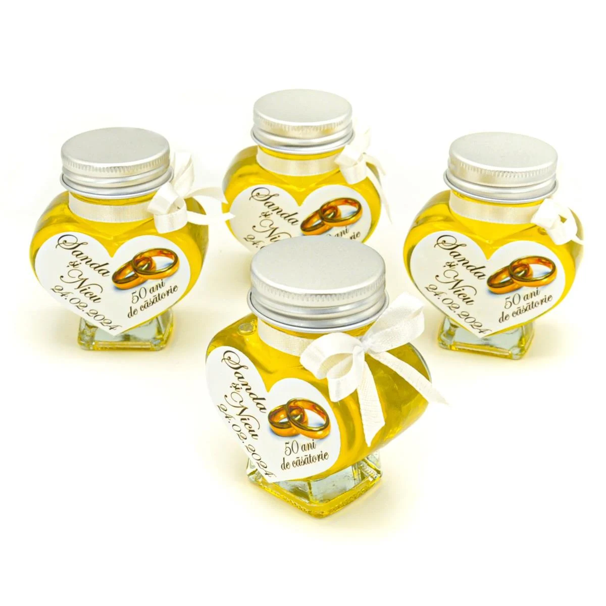 Marturii dulci cu miere, model handmade Iubire - alb, borcan 90 gr, 50 ani de casatorie - imagine 5