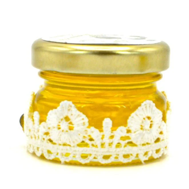 Marturii dulci cu miere, model handmade „Dorinta” – alb, borcan 30 gr - imagine 4