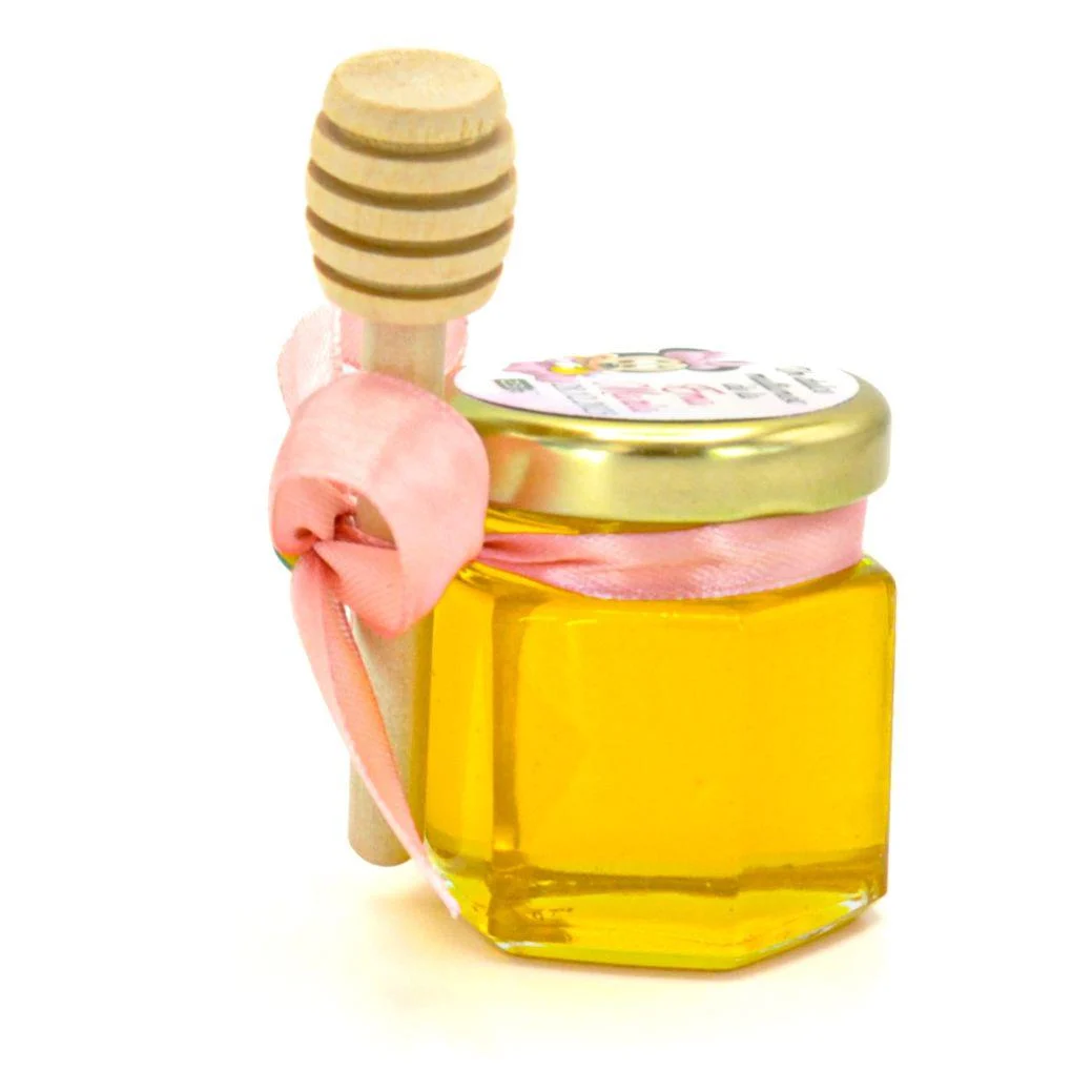 Marturii dulci cu miere, model Aventura, culoare culoare roz prafuit cu baby minnie, borcan 50 gr - imagine 5