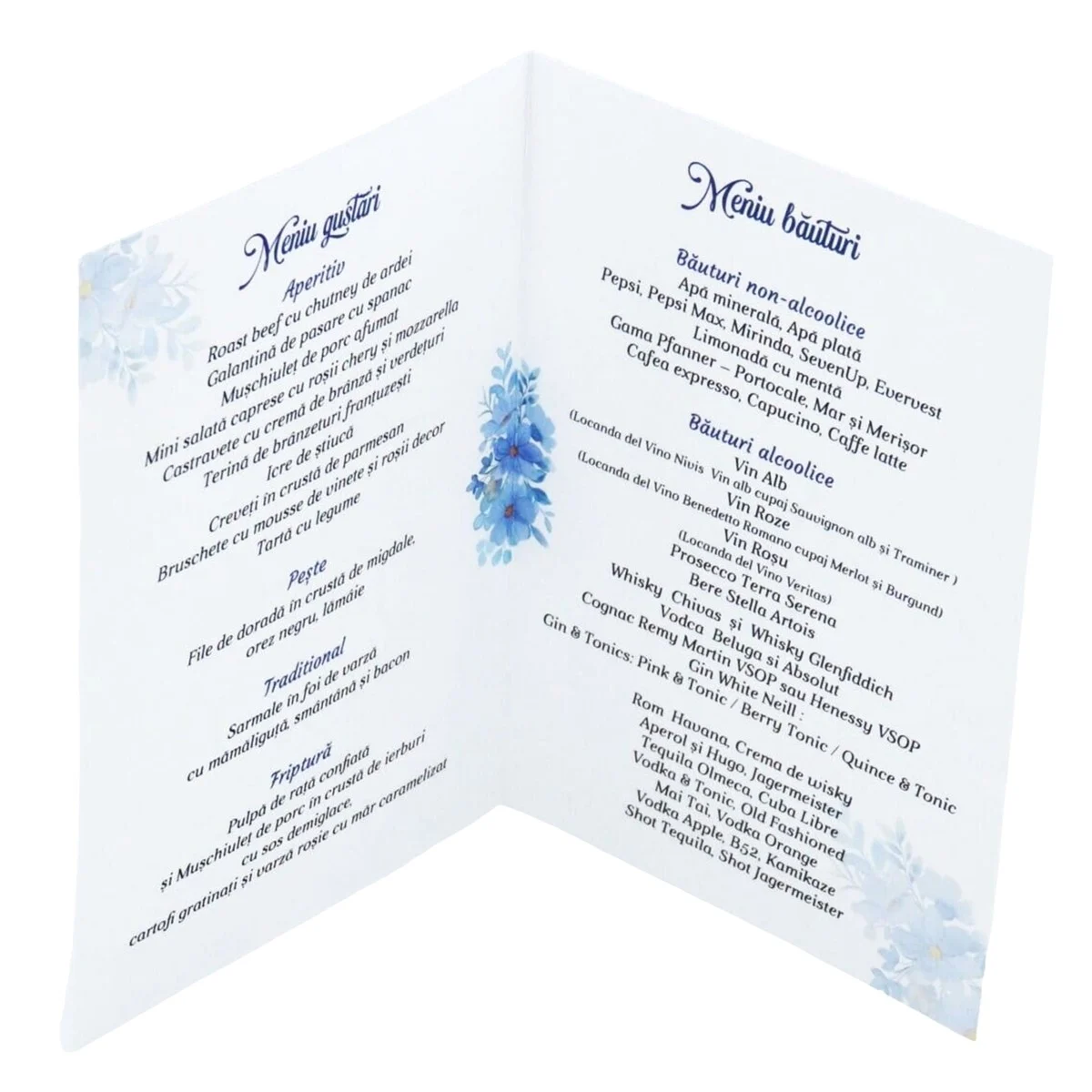 Meniu nuntă și botez cu design floral, model pentru băiețel - imagine 4