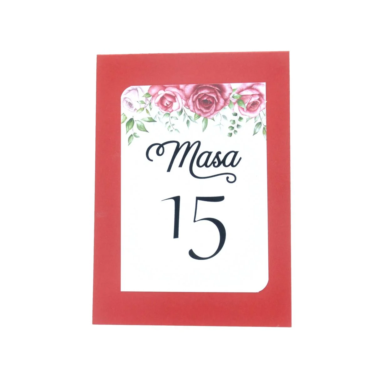 Numar Masa cu model floral, rosu si alb - imagine 3