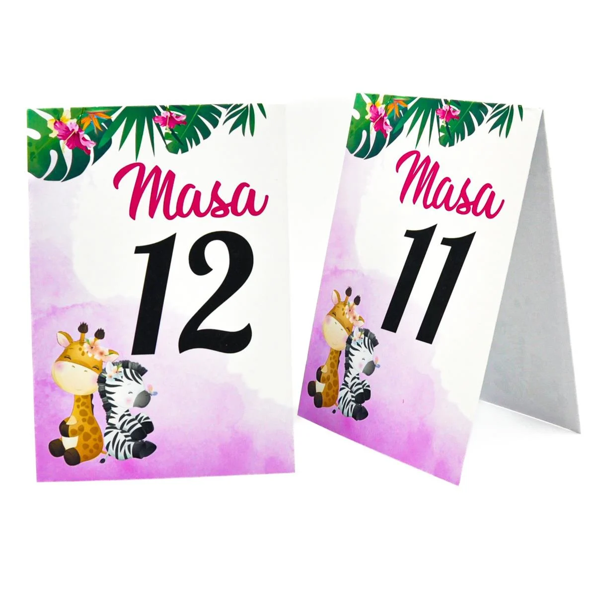 Număr masă botez Fetiță, jungle, roz - imagine 4