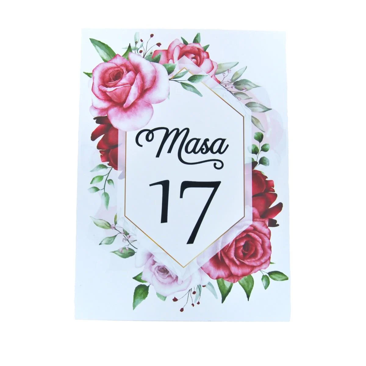 Numar Masa cu model floral, alb, model trandafiri - imagine 3
