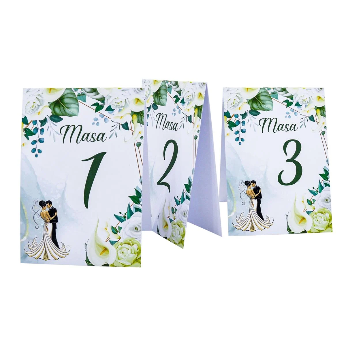 Numar masa cu design floral verde, model cu miri - MIS207002 - imagine 5