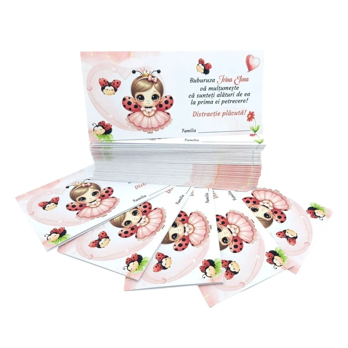Plic de dar botez, nuante de rosu si gargarita / buburuza, personalizat cu nume - imagine 3