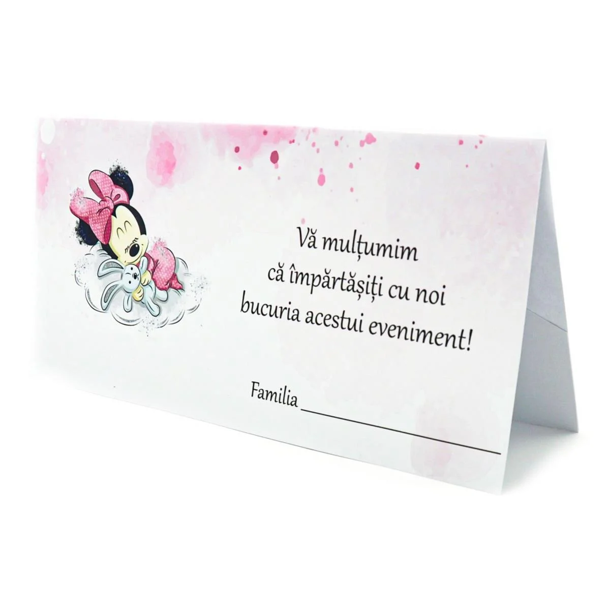 Plic de Dar (bani) pentru botez, baby minnie fundal roz