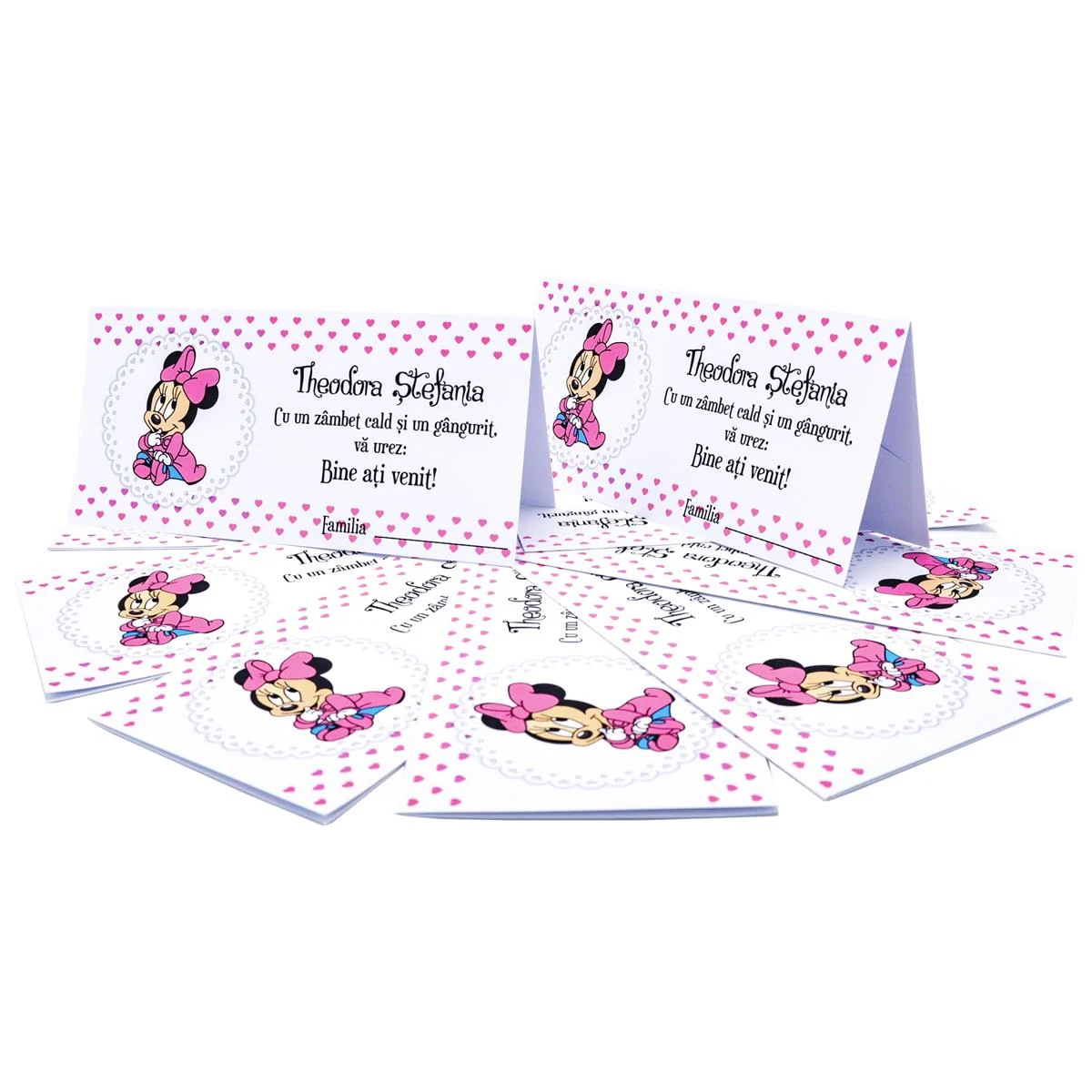 Plic de dar botez personalizat cu nume, Baby Minnie, roz - MIS203033 - imagine 4