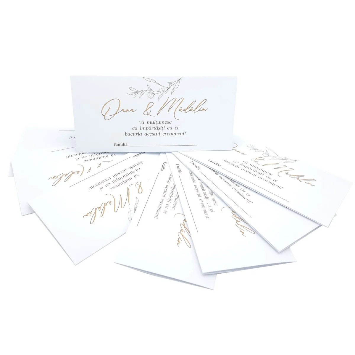 Plic de dar nuntă personalizat cu nume, cu model floral abstract, alb - imagine 4